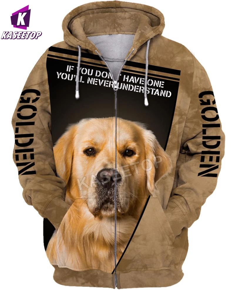 

Golden Retriever Dog Lover 3D Print Hoodies Fashion Pullover Men Women Sweatshirts Cosplay Costumes Zip Hoodie Tracksuit Jacket