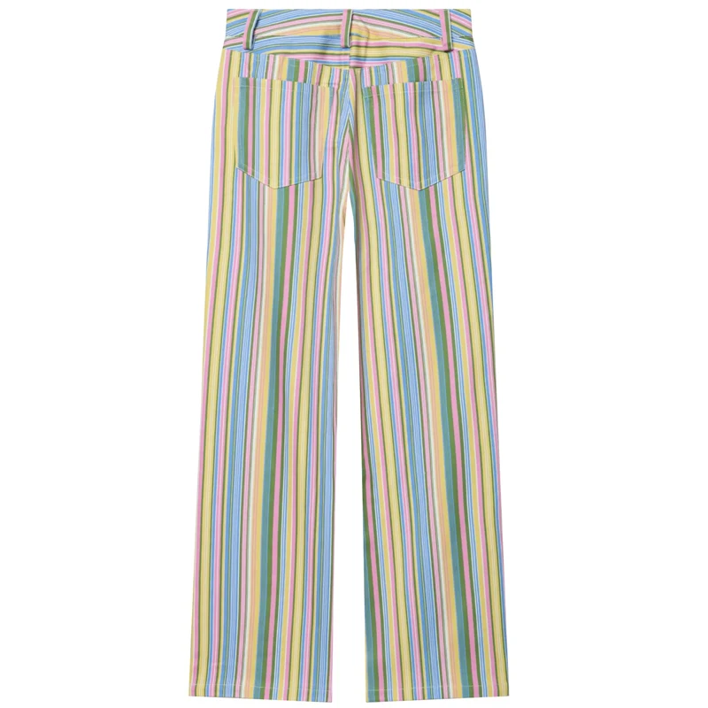 Pantalones Vaqueros Anchos HXAO Rainbow para Mujer, Jeans Rectos 2026, Jeans a Rayas de Tiro Bajo para Mujer, Pantalones de Mezclilla Chic, Pantalones Streetwear