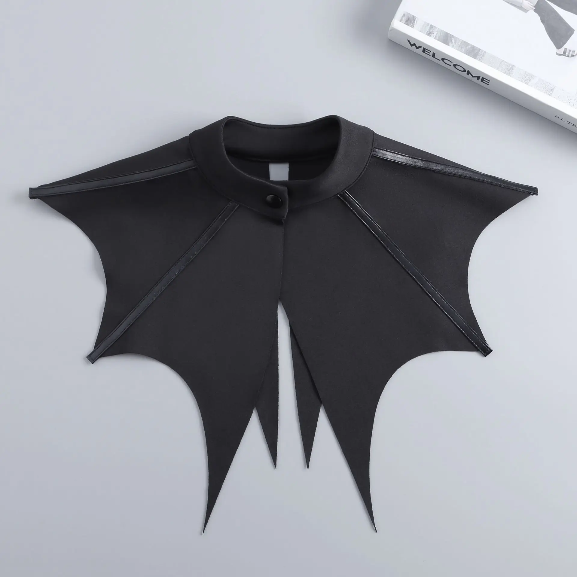 Dark Gothic Bat Cape Collar with Tie-on Cuffs Vampire Costume Halloween Accessory Set view 6