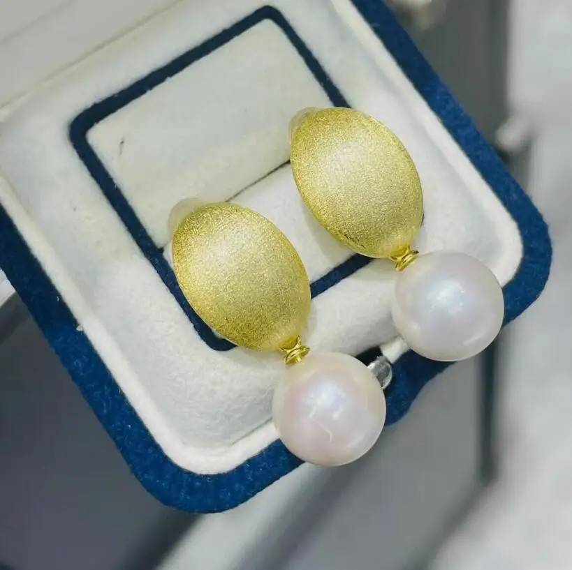 

gorgeous 10-11mm 9-10mm south sea round white pearl dangle earring 925s