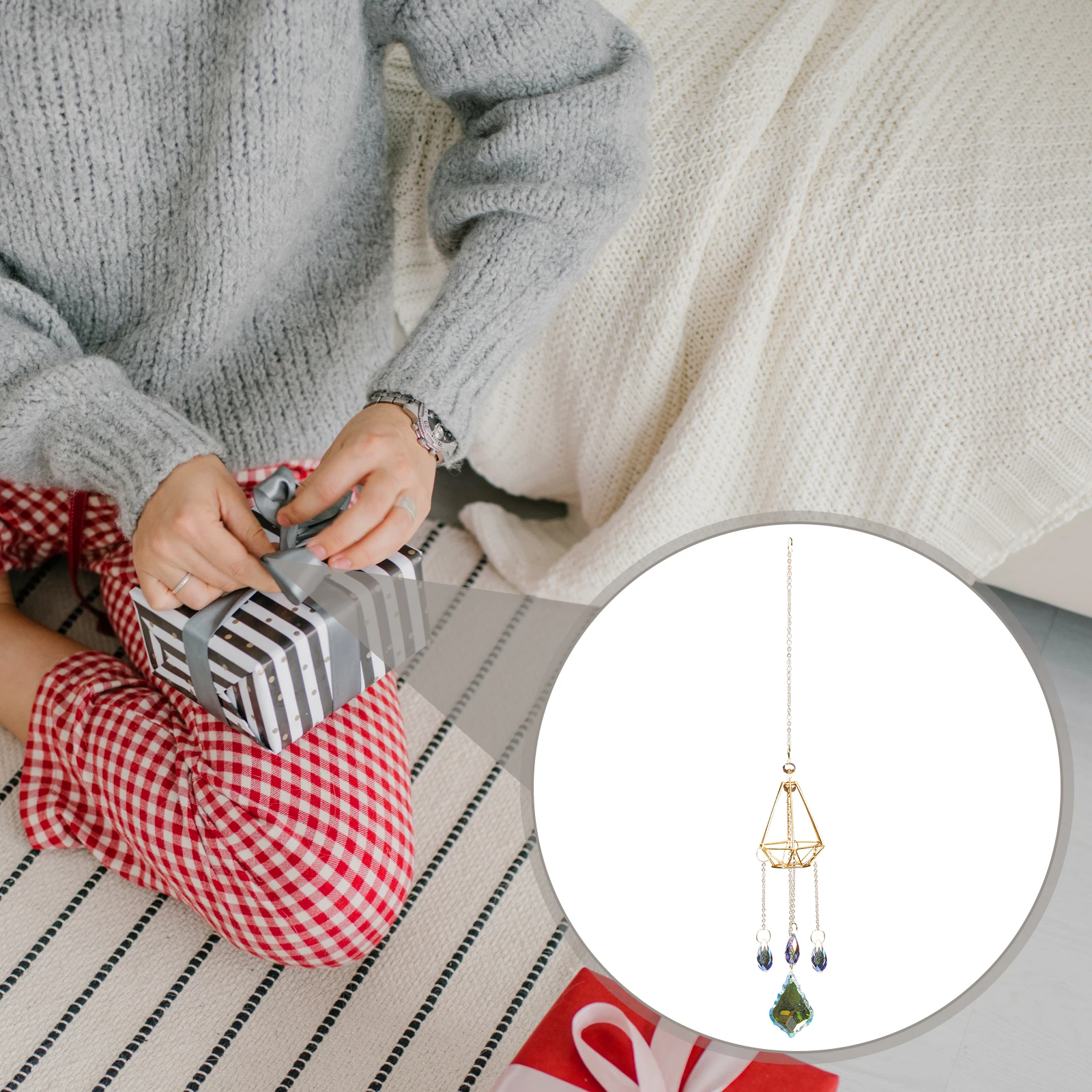 

Crystal Pendant Outdoor Hanging Ornaments Decorations Household Garden Iron Sun Catcher Window