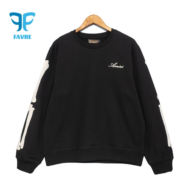 FAVRE Cracked Bone Sweatshirts Crewneck Casual Print Hoodies Fashion Trend Y2K Streetwear High Street Hip Hop Loose Pullovers