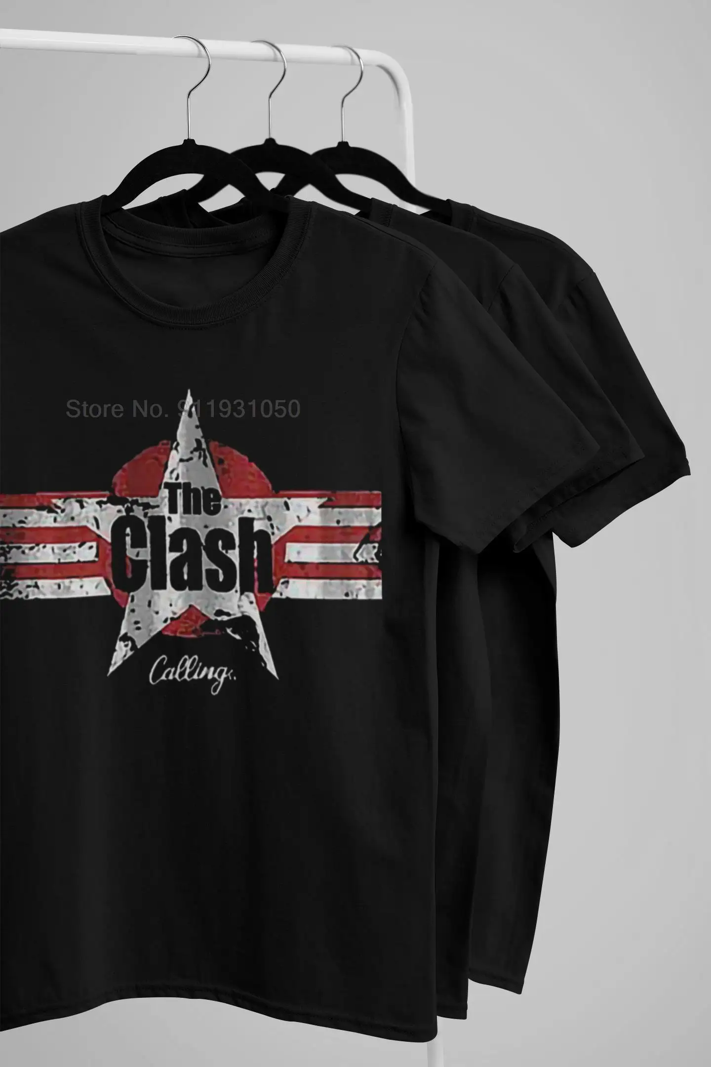 The Clash Band Flag T-Shirt Punk Rock Band Men\'s T Shirt Cool Casual Summer Breathable 100% Cotton Top EU Size