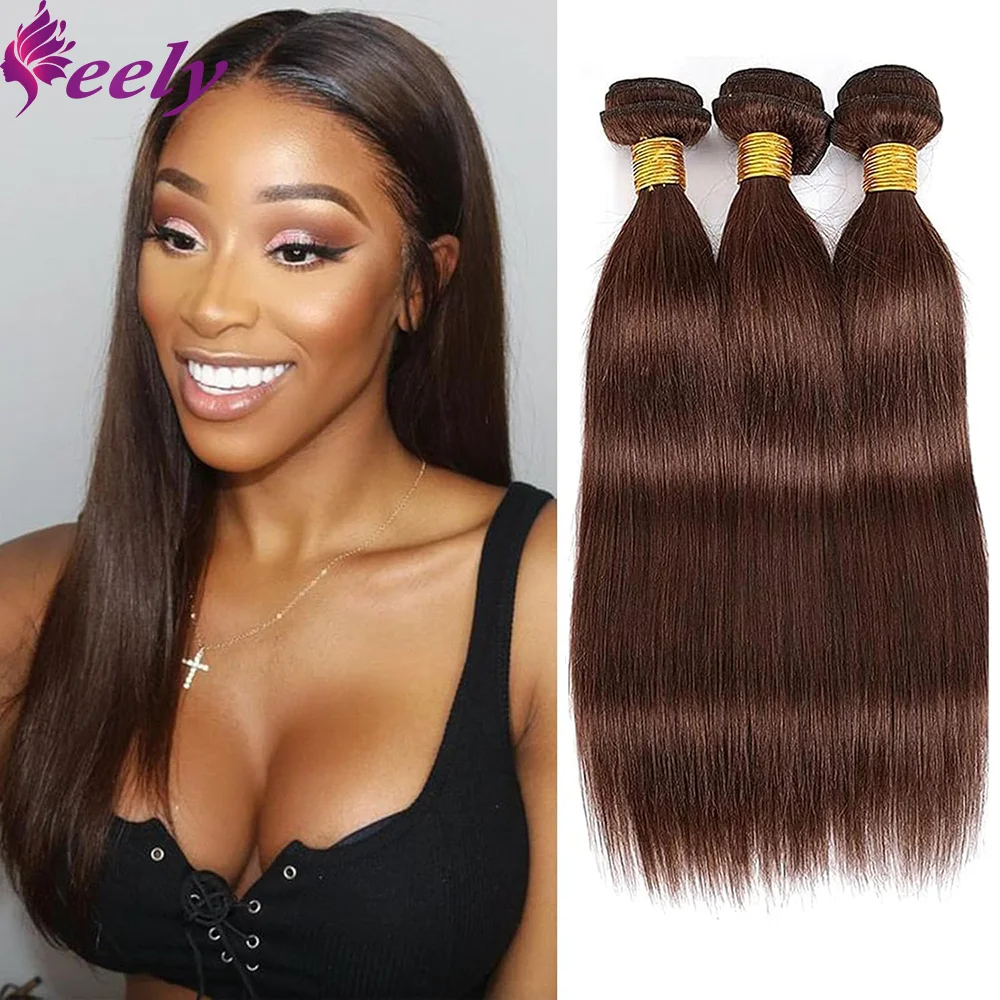 Straight Bundles Brazilian 100% Real Human Hair Bundles Chocolate Brown Remy Hair Extensions 16 To 30 Inches For Woman Extension