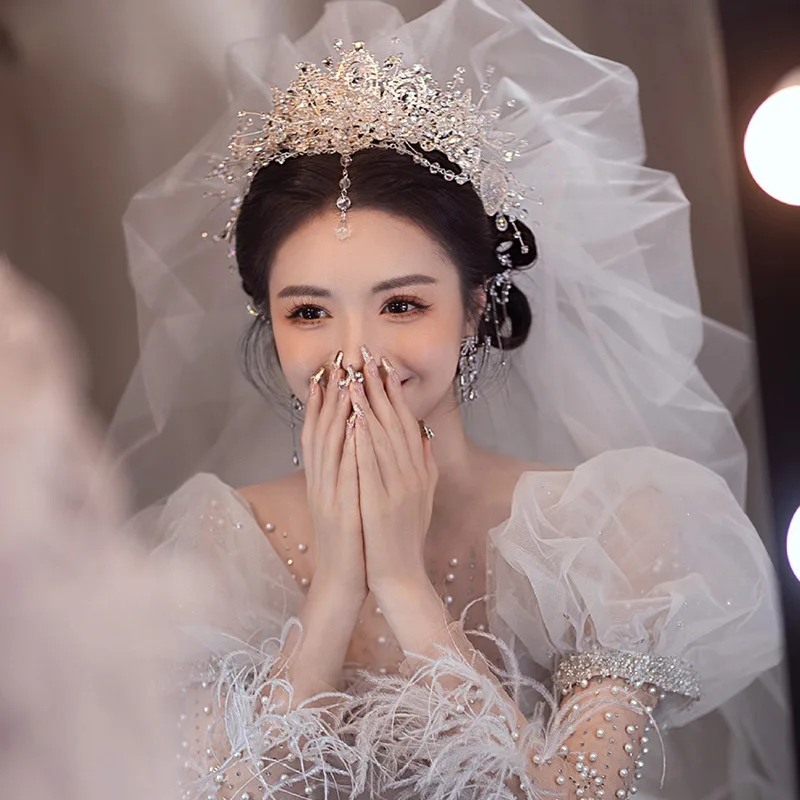 

Crown Headdress Bridal Forehead High-Grade Elegant Luxury Wedding Crown Wedding Dress Photo Studio Accessories