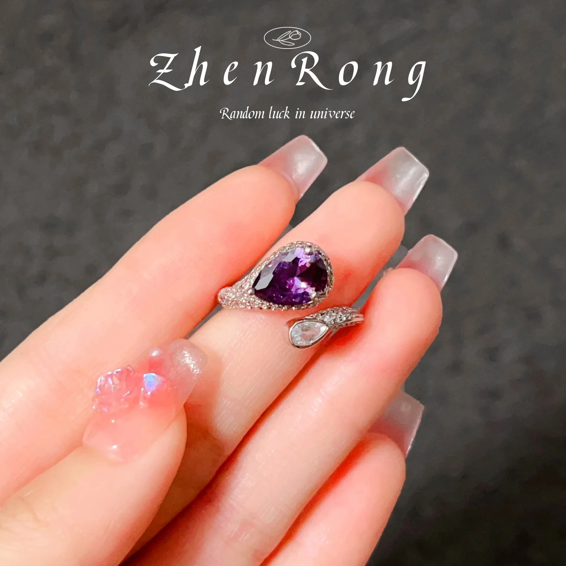 Luxury Water Drop Lab Emerald Rings Exquisite Cute Silver Color Snake Design Banquet Finger Small Ring Valentine's Day Gifts