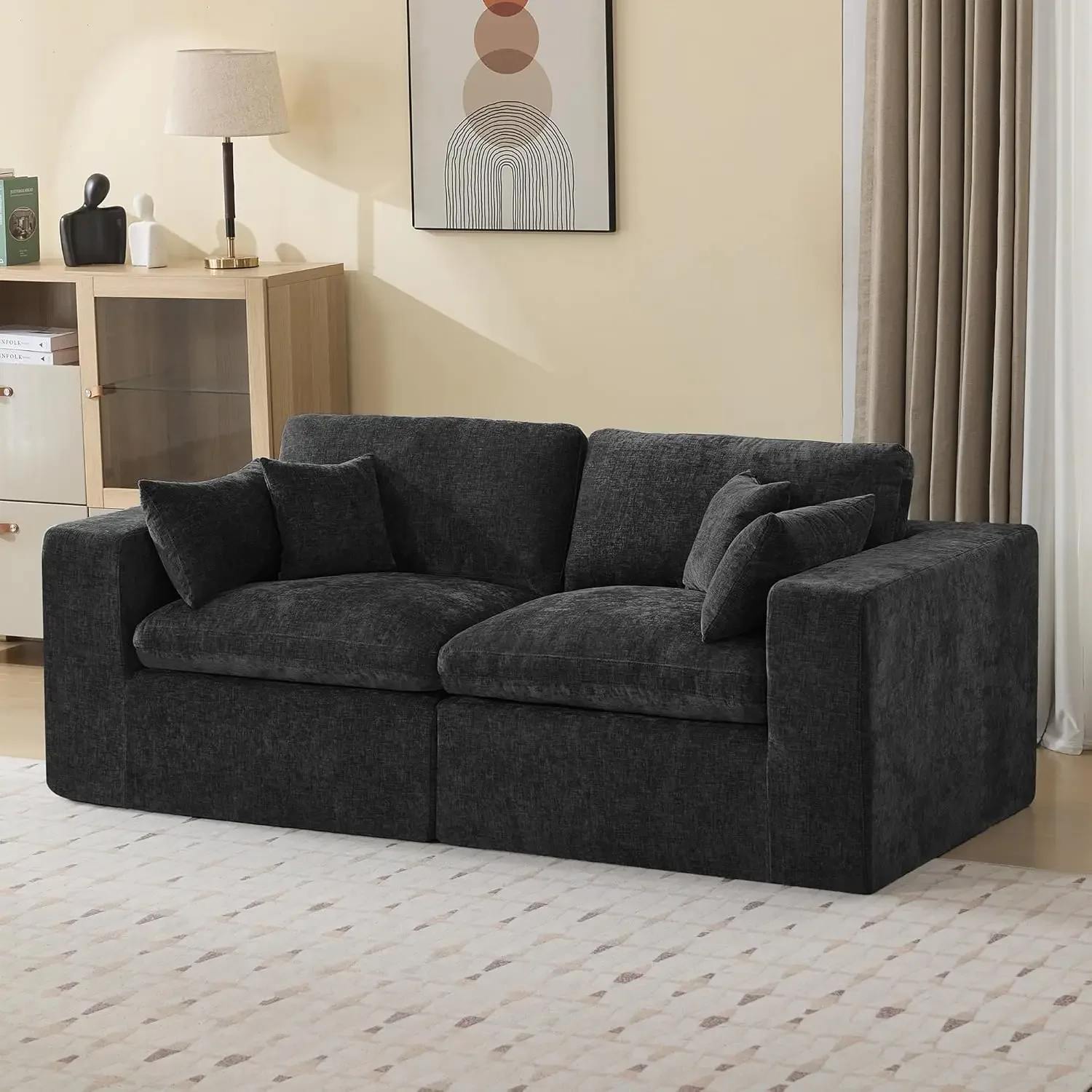 88''Cloud Boneless Sectional Couch, Modular Sectional Sofa Deep Seat, Upholstered Convertible Comfy Loveseat, Customized