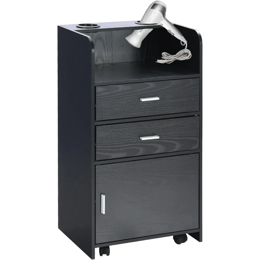 Salon Carts and Trolleys with Wheels Barber Shop Beauty Salon Station Storage Cabinet Rolling Stylist Equipment , Black