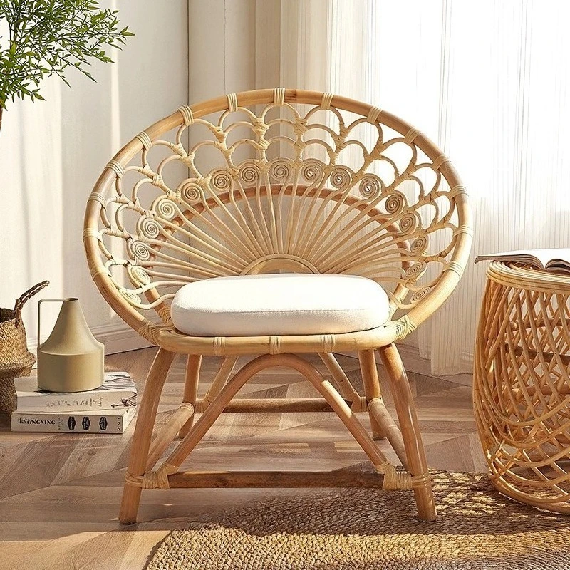 For Pure Hand-woven Rattan Chair, Single Rattan Chair, Simple Small Chair on The Balcony