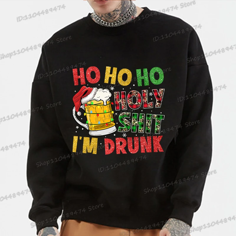 هو هو هو القرف المقدس أنا في حالة سكر مضحك طباعة بلوزات الرجال النساء فضفاض عيد الميلاد الملابس عيد الميلاد البيرة حفلة البلوز الهيب هوب القمم