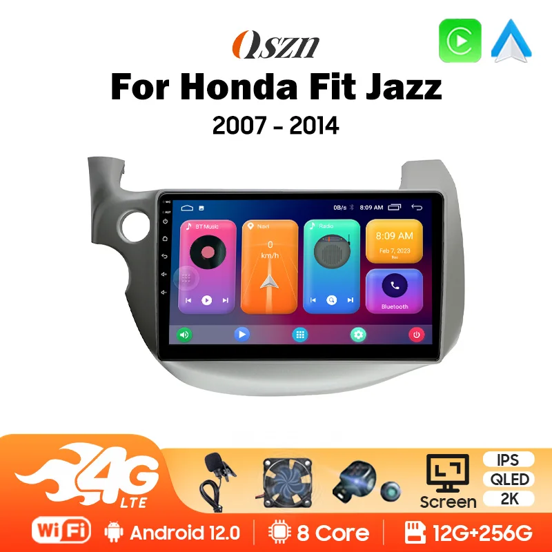 

QSZN Автомагнитола для Honda Fit Jazz 2007-2014 2din Android 12 Carplay Multimidia видеоплеер навигация GPS головное устройство