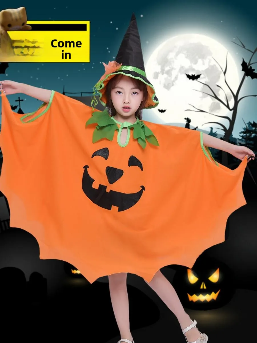 Halloween Par Kostüm Kürbis Outfit Kinder Performance Dr Set Rock für Jungen und Mädchen Cosplay Polyesterfaser