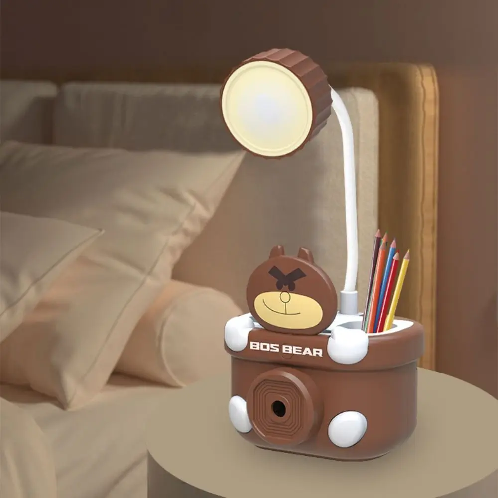 USB Charging Learning Reading Light 360 ° Adjustable Eye Protection Cute Desk Lamp Pen Container Pencil Sharpener