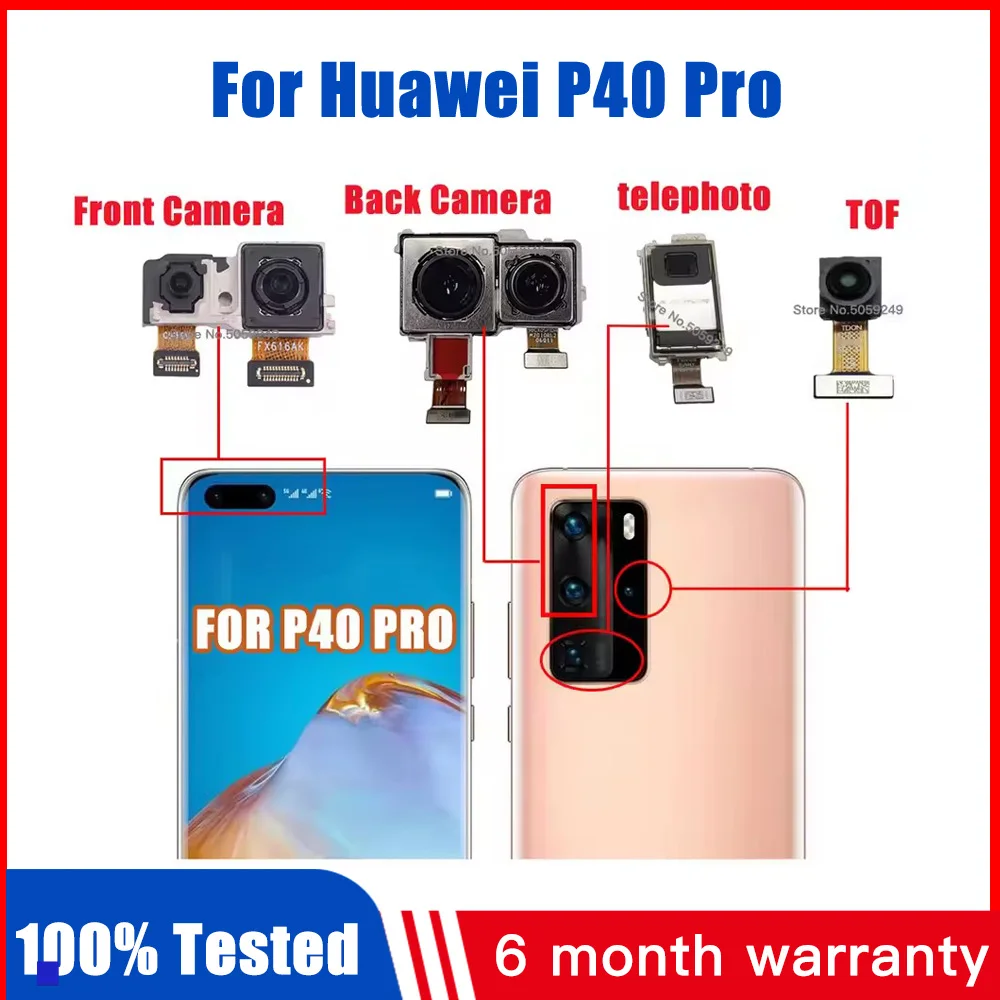 

Оригинальная задняя камера для Huawei P40 Pro, сверхширокоугольная камера, телеобъективный модуль TOF, гибкая замена, передняя и задняя камера