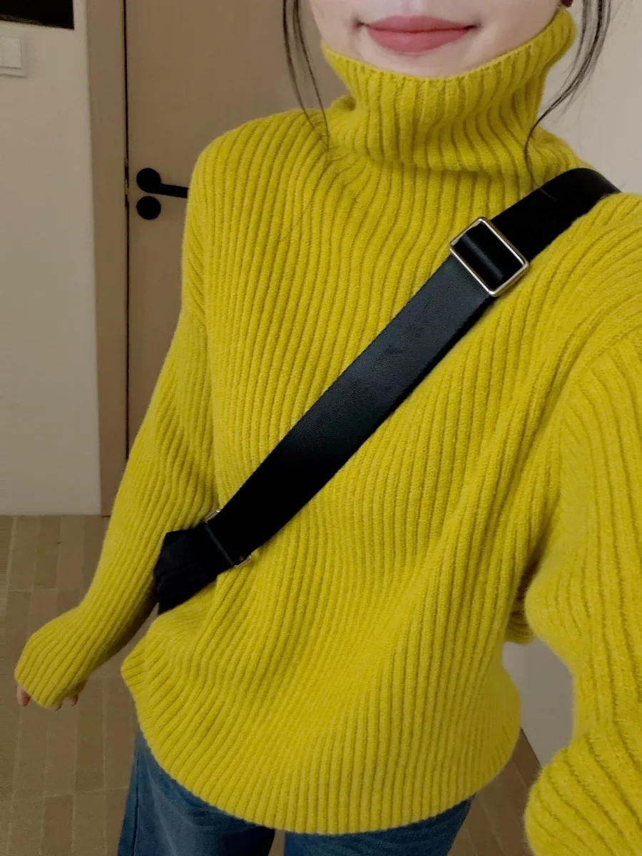 

Loose Pure Color Korean Sle Women's Knitted Sweater Winter Warmth Youthful Casual Long Sve Crew Ne Top