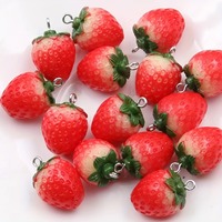 10pcs 3D Resin Red Strawberry Charms Fruit Pendants For Jewelry Making DIY Handmade Necklace Bracelets Earrings Key Chain