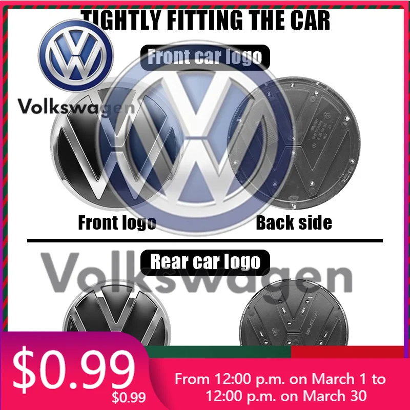 

Car Sticker 2Pcs ABS Replacement 139mm 110mm VW Polo Car Front Logo Grille Badge Trunk Badge For Volkswagen Polo 6 2019-202
