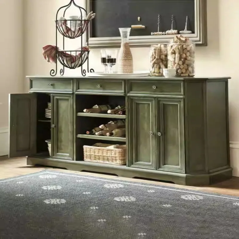 American neoclassical simple modern solid wood dining side cabinet wine cabinet entrance cabinet French club model room locker