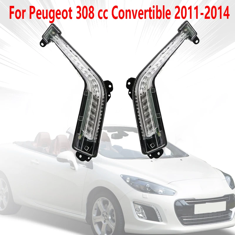 For Peugeot 308 cc Convertible 2011 2012 2013 2014 Car Front Bumper LED Daytime Running Light Fog Light 6206X4 6208X4