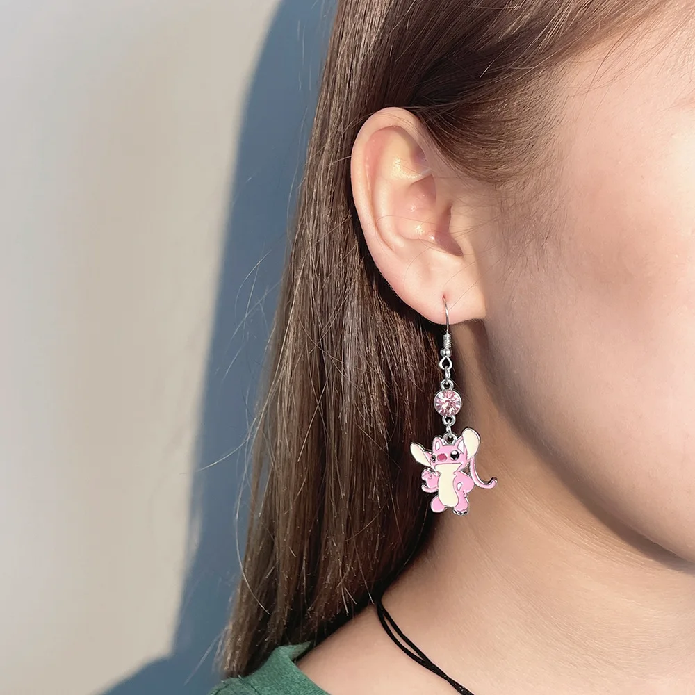 Disney Lilo & Stitch Dangle Earring Women Cartoon Anime Angle Stud Earring Inspired Girl Charm Jewelry Accessories Kid Xmas Gift