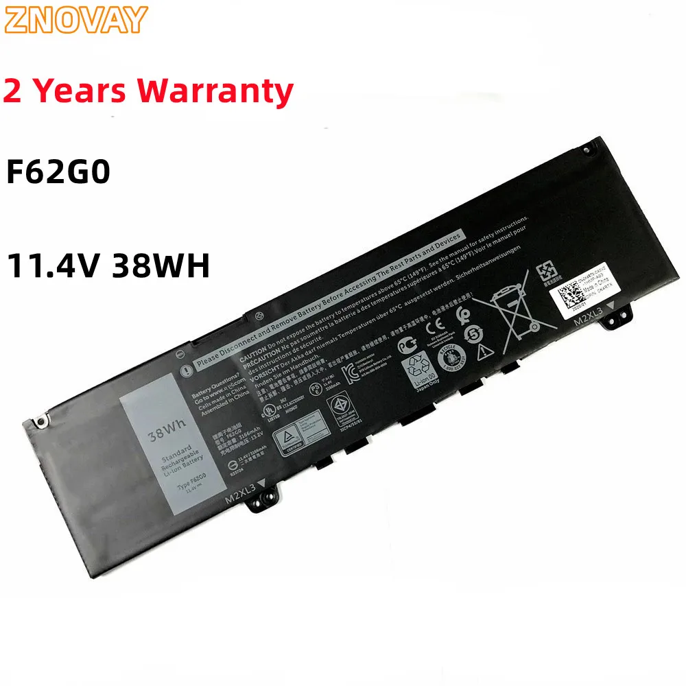 

ZNOVAY New F62G0 11.4V 38WH Laptop Battery for Dell Inspiron 13 5370 7370 7373 Vostro 5370 RPJC3