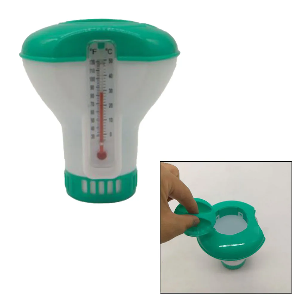 PP Swimming Pool Medicine Dosing Device Dispenser Pool Medicine Dispenser Tool With Thermometer For 1 Inch Medicament Tablets