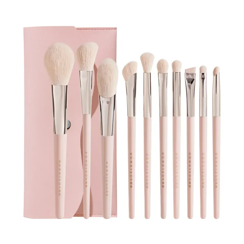 10Pcs Portable Makeup Brush Set Fiber Hair Cover Brush Powder Dispersal Repair Brush Injection Molding Beauty Makeup Tool