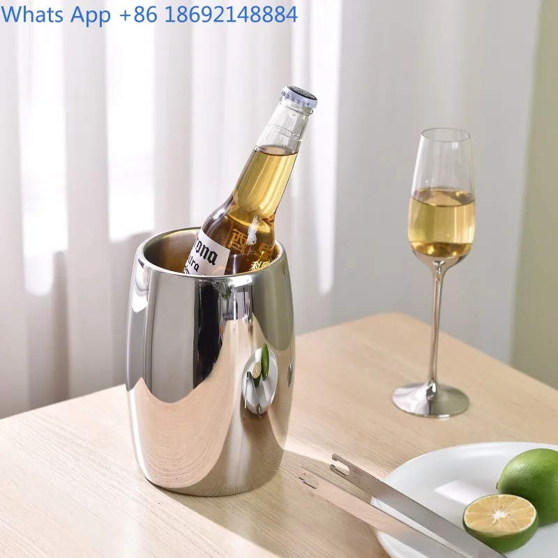 

Stainless Steel Ice Wine Bucket Double Layer with Ice Tongs Multi-Functional Ice Cube Bucket Home Champagne Red Wine Cooler