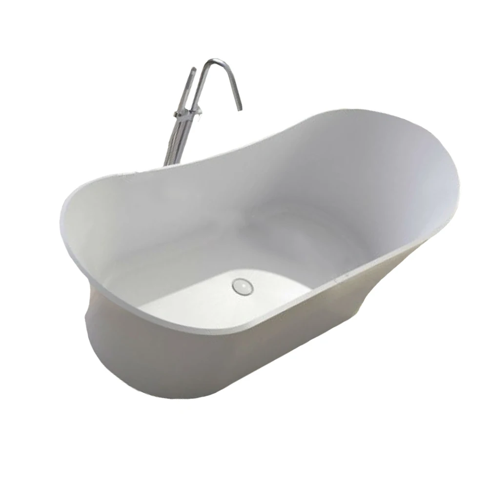 1750X750X680mm Solid Surface Stone Acrylic Bathtub Freestanding Floor Mounted Integrated Corian Tub WD002