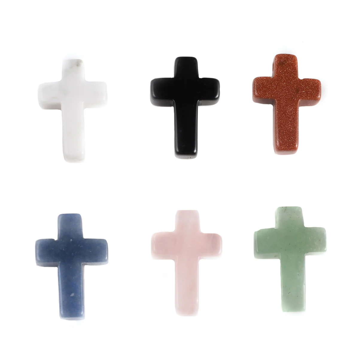 Cross Pendant Jewelry DIY Accessories Charm Natural Agate Rose Quartz White Turquoise Aventrine Pendant Making Necklace Earrings