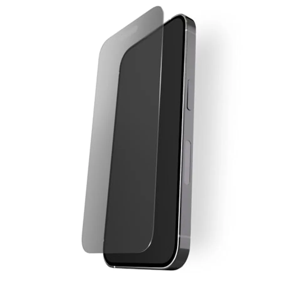 

Защитное стекло Pure 3 Privacy Glass для iPhone 17 и iPhone 16 с технологией двусторонней конфиденциальности, твердость 9H, легкая установка, совместимость с чехлами, черный цвет.