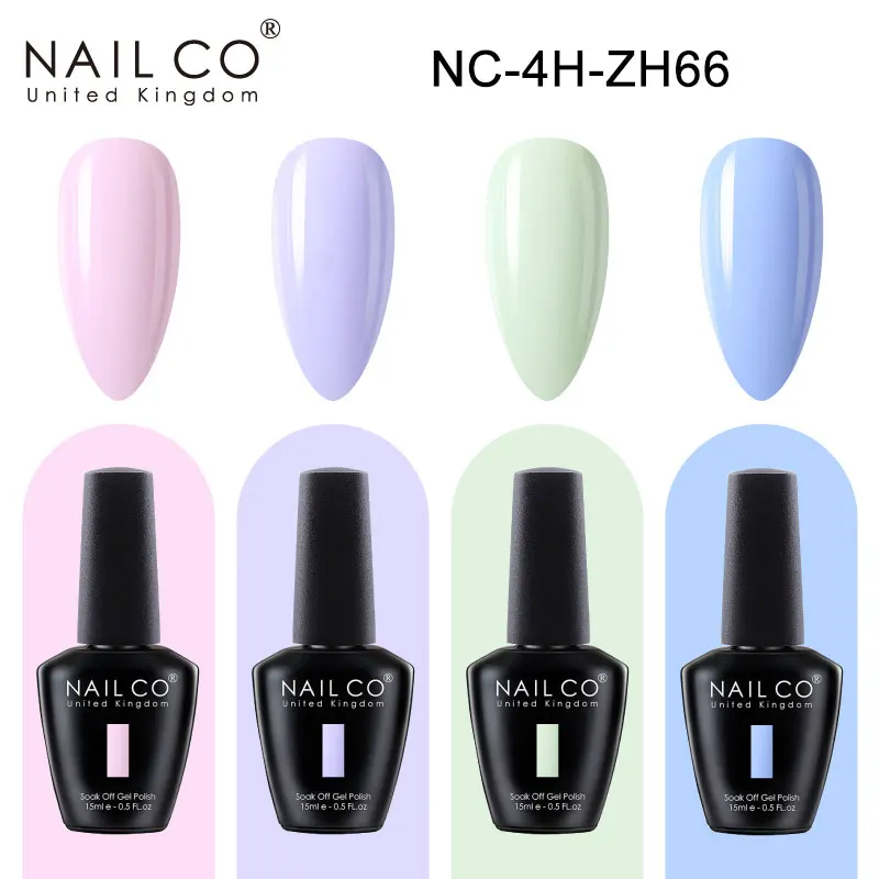 NAILCO HEMA TPO FREE Gel Polish Set 4pcs Semi-permanent Nail Polish Hybrid Varnishes Top Base Coat Nail Art Kit Soak Off UV Lamp