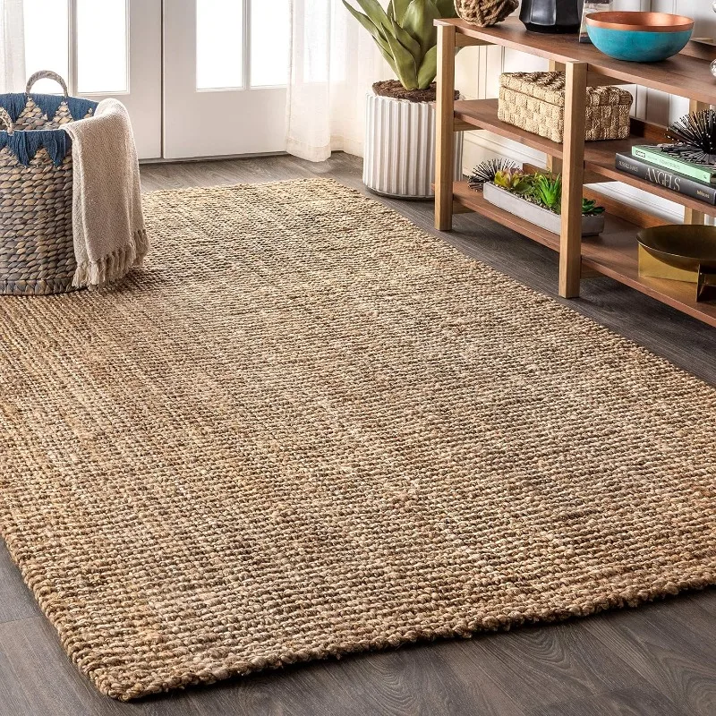 

NRF102A-3 Pata Hand Woven Chunky Jute Indoor Area -Rug Bohemian Farmhouse Easy -Cleaning Bedroom
