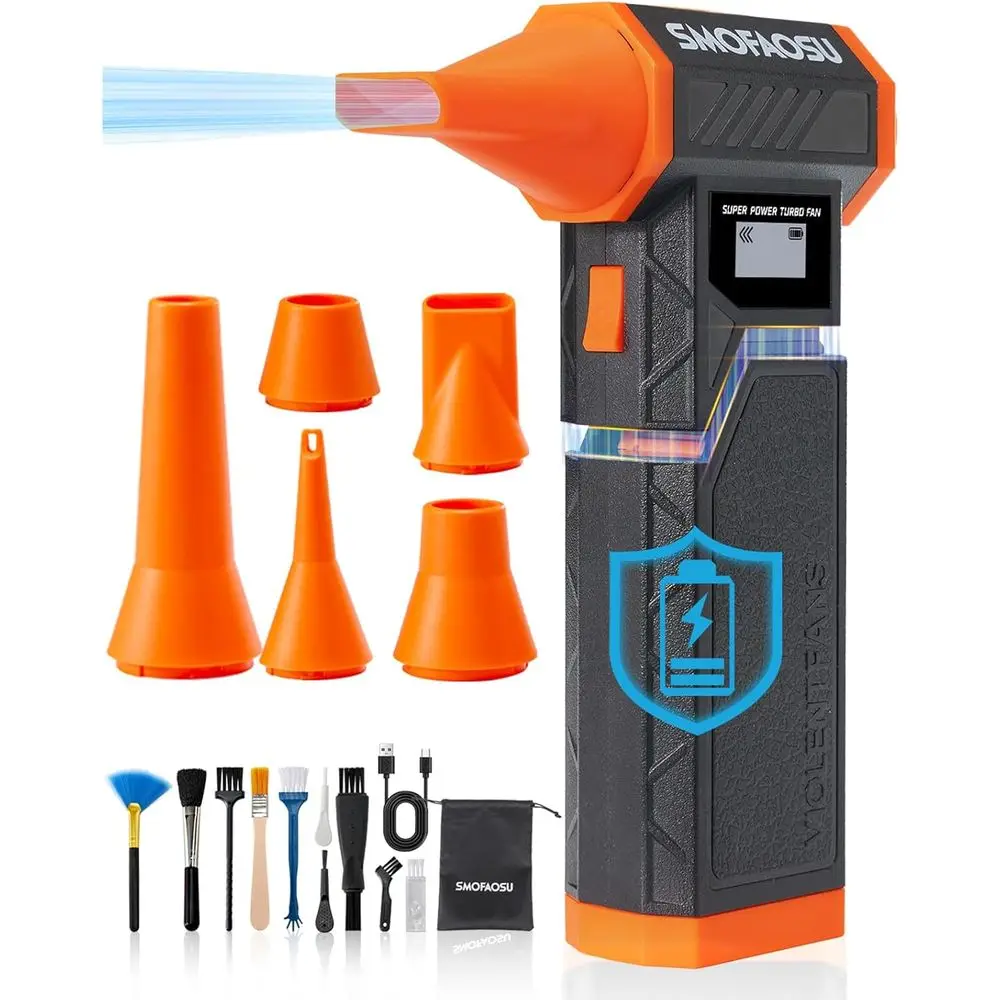 

Compred Air Duster, 300000RPM Jet an Electric Air Blower, CordlRechargeable 8000mAh Mini Duster with Removable Battery, 4-Speed