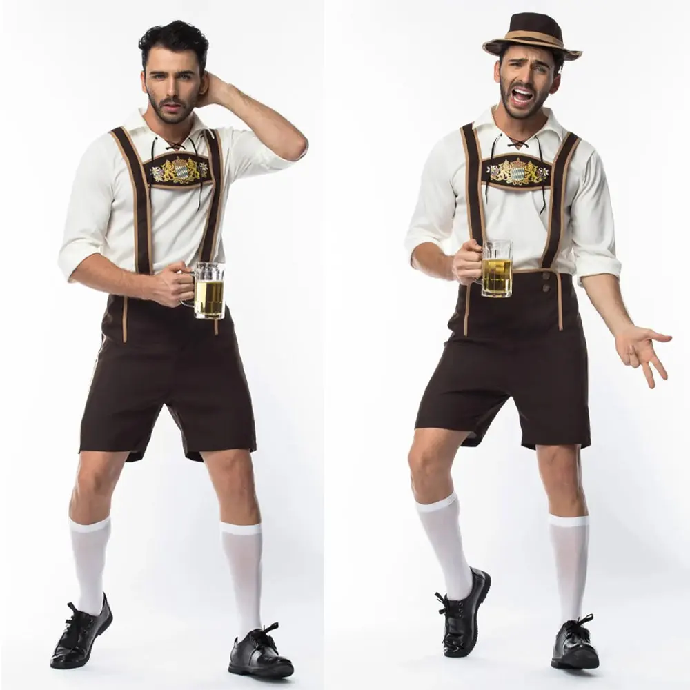 

Взрослый мужской комплект одежды Октоберфест Ледерхозен, немецкий баварский фестиваль Октоберфеста, пивной человек, косплей, костюм для Хэллоуина
