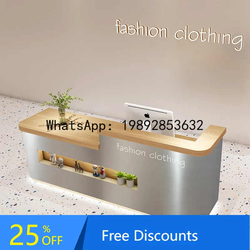 

CZ Steel Cash Register Counter for Small Clothing Stores, Beauty Salons, and Bar Counters, Simple Modern Reception Desk