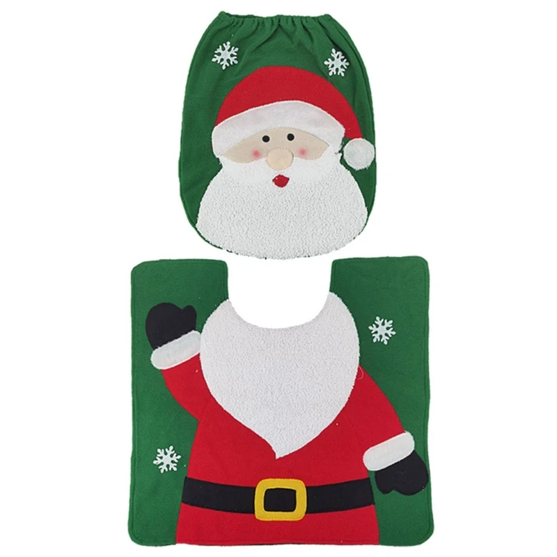 クリスマス便座カバーとマットセットバスルームマットセット便座カバーとラグセットサンタ雪だるまヘラジカ柄45BE