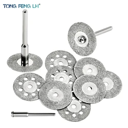 10psc 22mm Dremel Diamond Cutting Disc Rotary Tools Accessories Set with Mandrel 2pcs 3mm