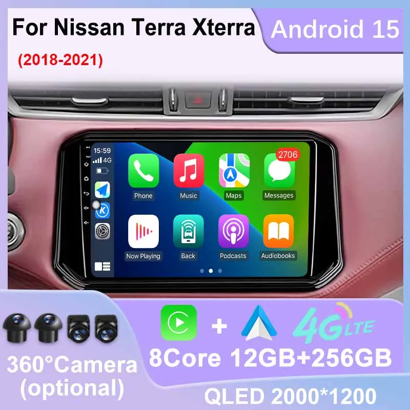 For Nissan Terra Xterra 2018 - 2021 Car Radio Multimedia Player Stereo GPS Navigation Android 15 BT Head WIFI No 2din DVD