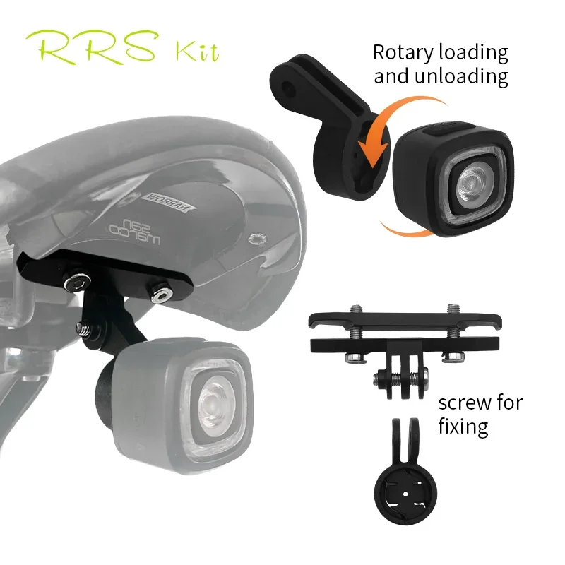 RRSKIT For Magicshine RN120 Tail Light Holder Double Hole Adapter Gopro Seat Cushion Bow Mounting Bracket Angle Adjustment