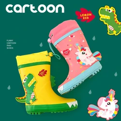 Unicorn Rain Boots Kids Boy Girls Rubber Boots New Cartoon Snow Boots For Children Waterproof Shoes Non-slip Baby Water Shoes