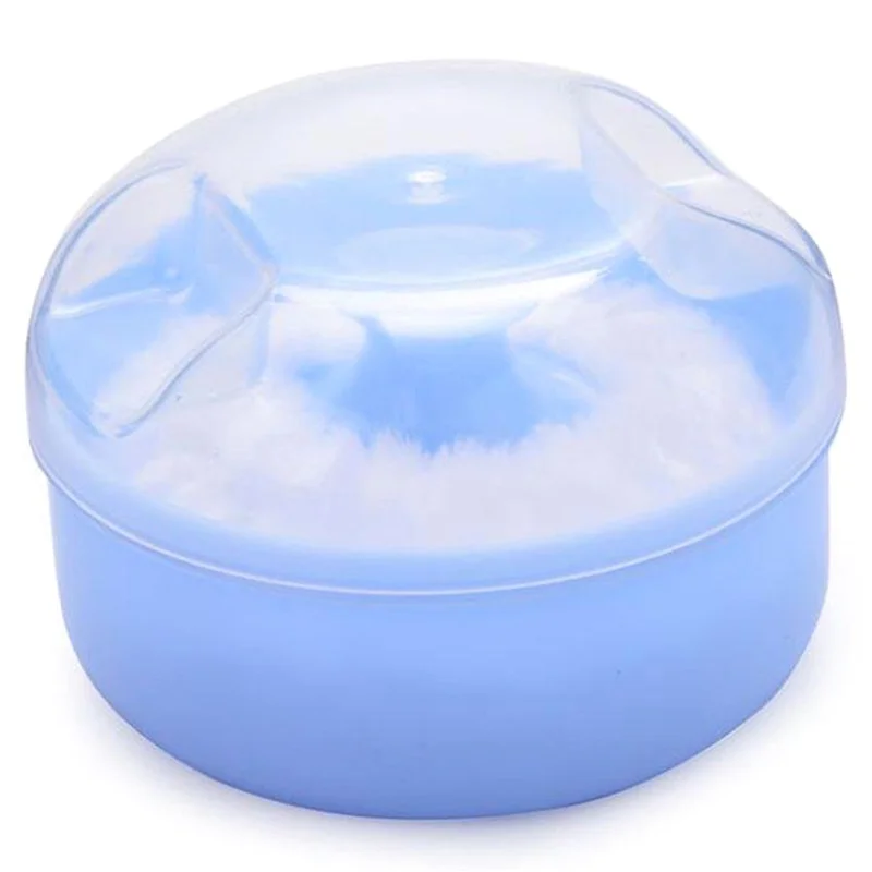 

XX-2X Baby Soft Face Body Cosmetic Powder Puff Sponge Box Case Container (Blue)
