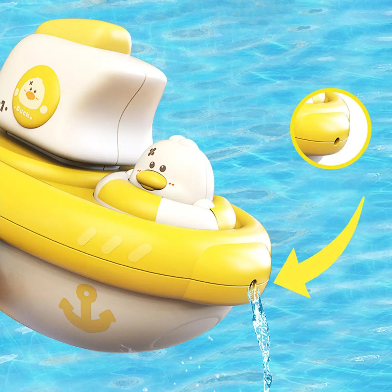 Barco de agua de juguete divertido, juguete educativo para bañera, divertido juego de baño interactivo con manivela para ducha, diversión para el hogar, playa, piscina para niños y niñas