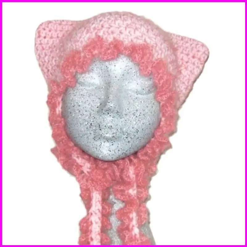 

Стильная Роговая Шляпа Хэллоуинская Праздничная Шляпа Ручная Вязаная Шляпа Милое Кошачье Ухо