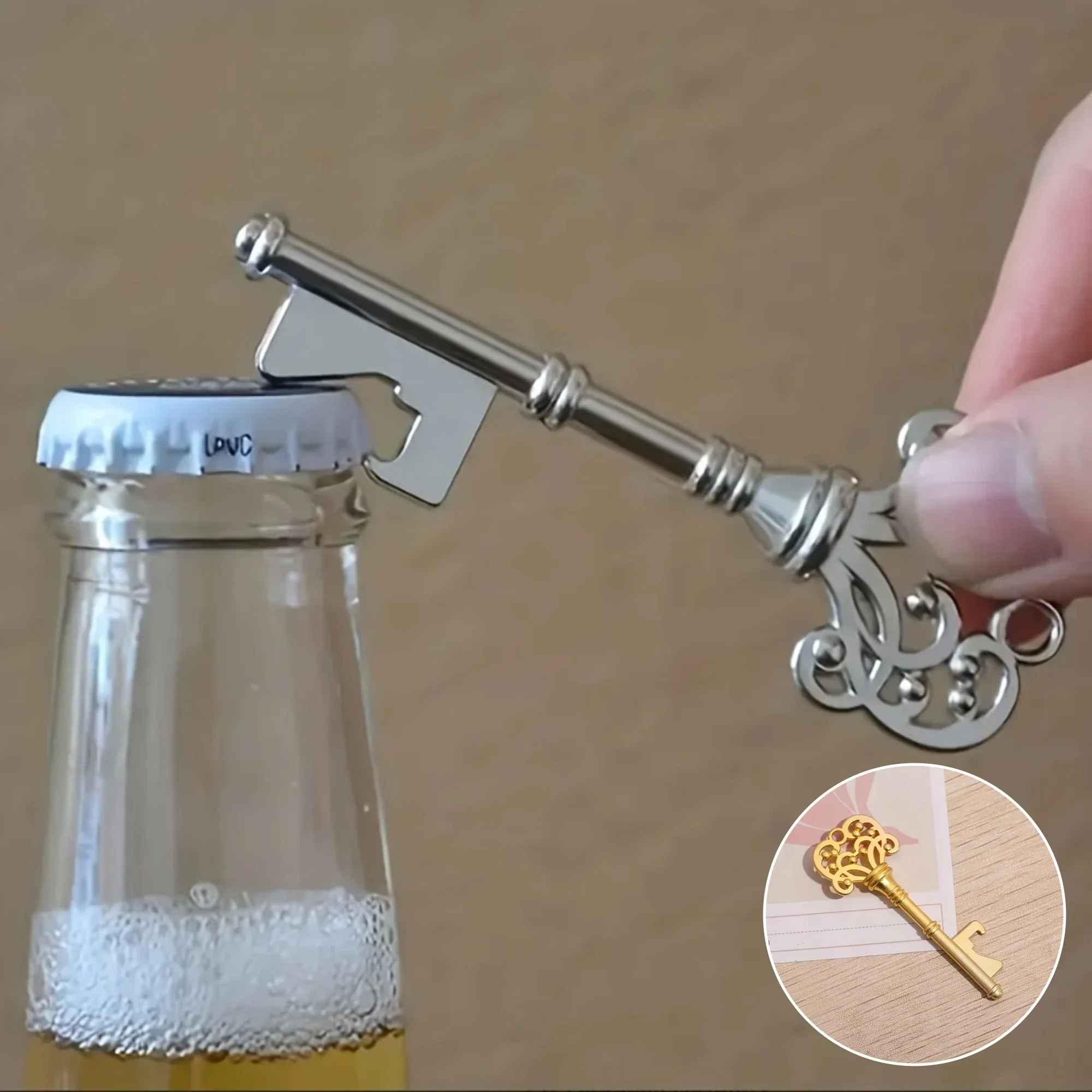 1pc, Bottle Opener, Vintage Crown Key Shape Bottle Opener,Suitable For Bar Or Household,Barware Tool,Wedding Gift,Kitchen Gadget