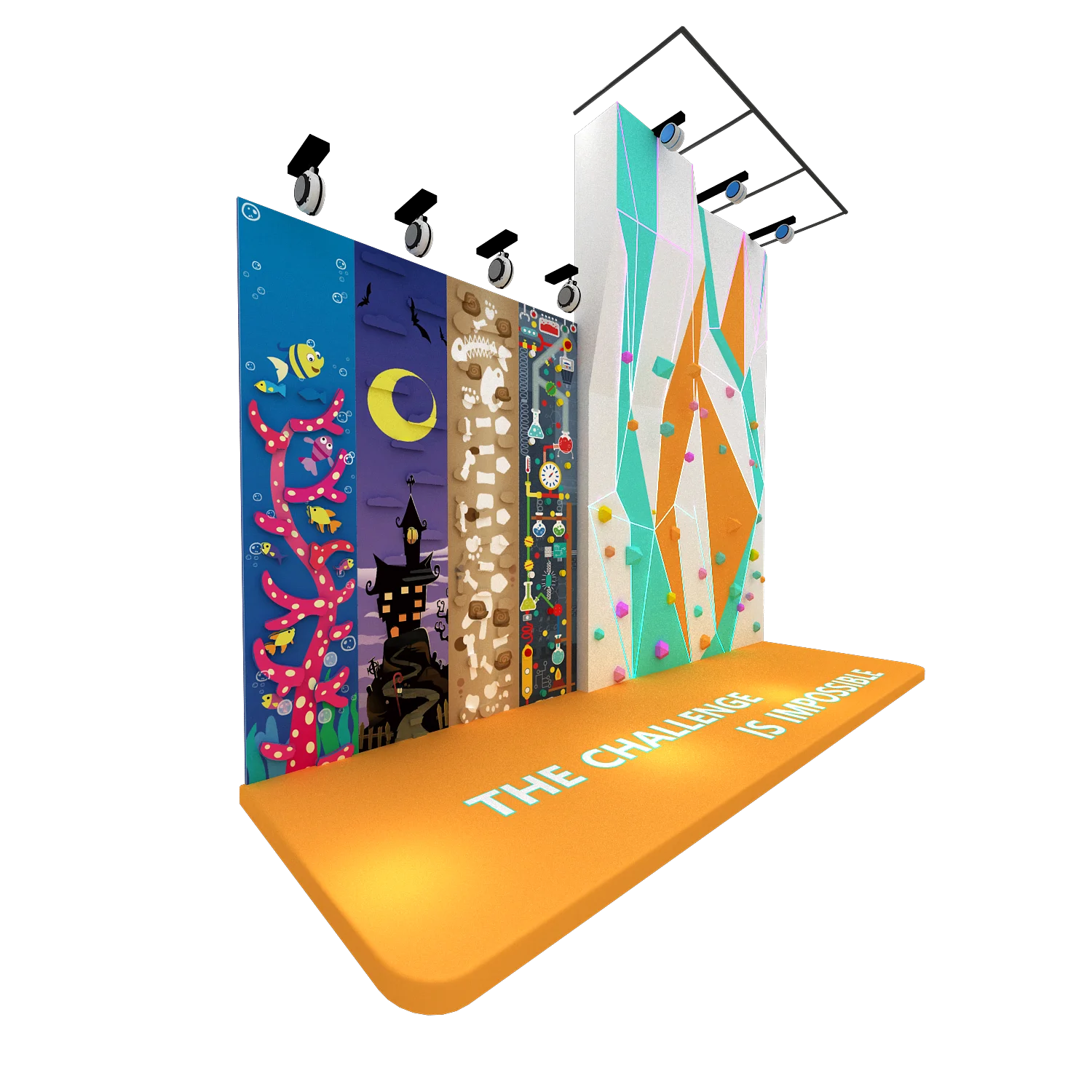 Customized Adult-Friendly Climbing Wall for Kids Cartoon Painted Rock Fiber Glass with 5 Difficulty Levels