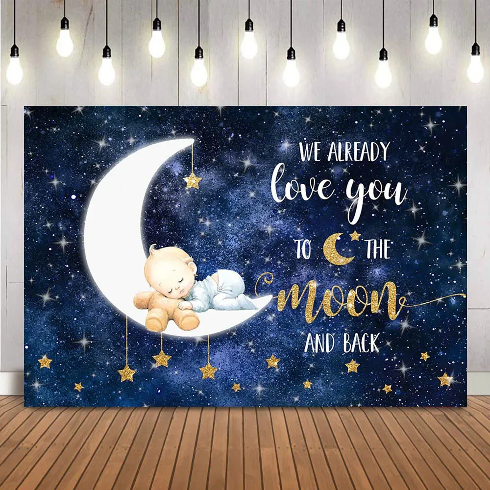 

Twinkle Twinkle LIttle Star Backdrop for Photography We love you to the moon and back photo booth background photocall Props