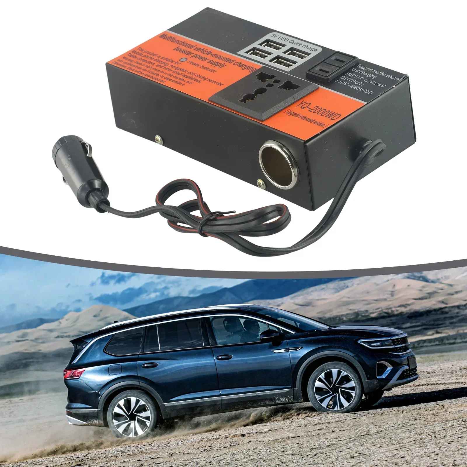 

Efficient Car Power Inverter 1500W DC12V24V to DC110V220V with 4 USB Ports and Overload and Over voltage Protection