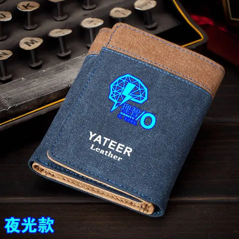 Arknights Anime Men's Short Denim Canvas Thin Japanese And Korean Youth Wallet Multi-Card Slot Student Ani