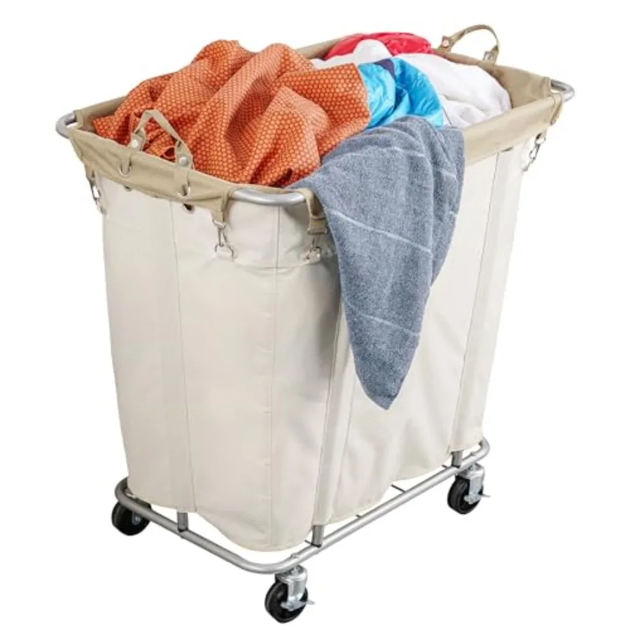 

Large Rolling Laundry Cart with Wheels 320L Capacity for Commercial and Home Use 9 Bushel Laundry Basket with Durable Steel Fra